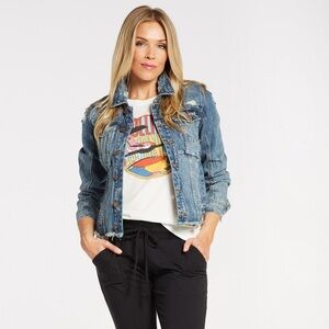 Blank NYC Distressed Raw Hem Denim Jacket